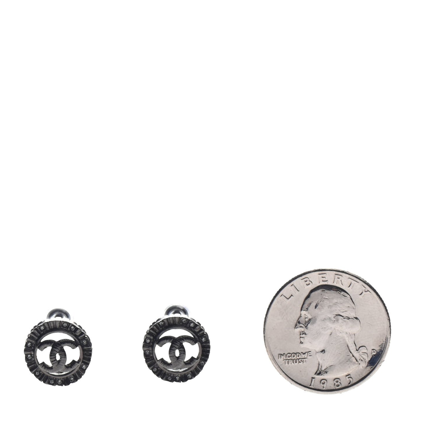 Ruthenium Crystal CC Round Earrings Silver