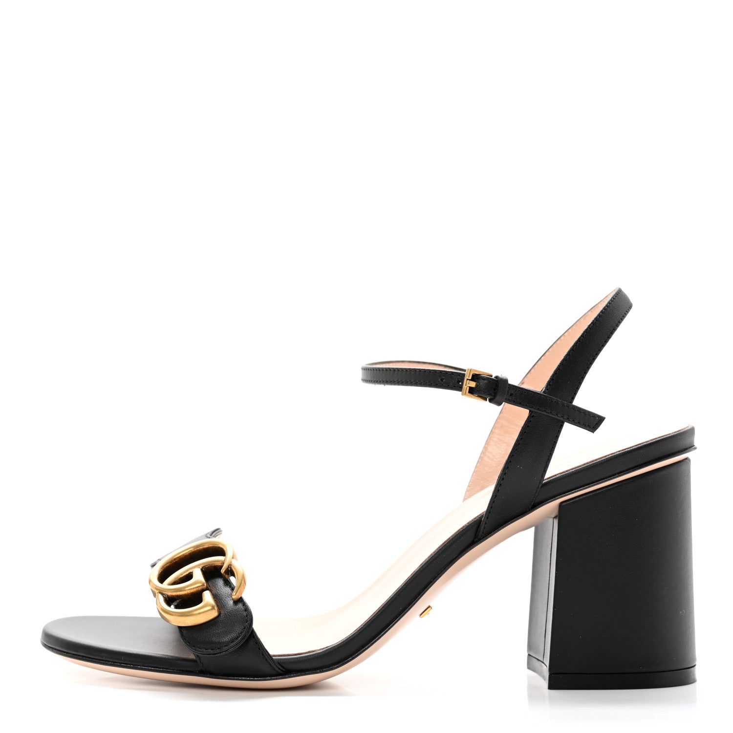 Gucci Lifford Calfskin GG Marmont Ankle Wrap 75mm Sandals 38 Black 1 of 8