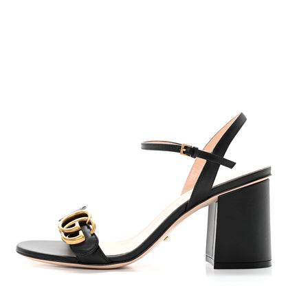 Gucci Lifford Calfskin GG Marmont Ankle Wrap 75mm Sandals 38 Black 1 of 8