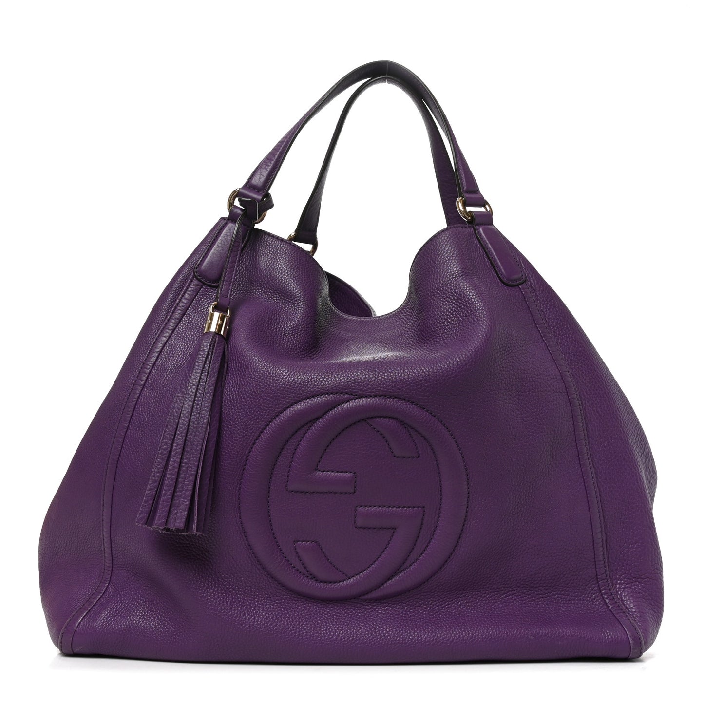 Pebbled Calfskin Large Soho Shoulder Bag Shine Purple