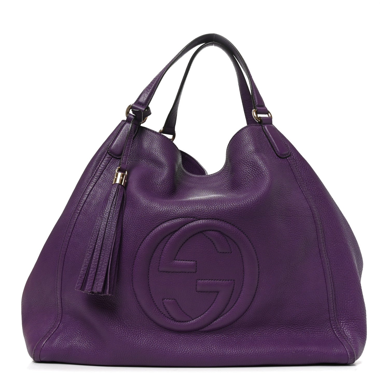 Gucci Pebbled Calfskin Large Soho Shoulder Bag Shine Purple 1 of 10