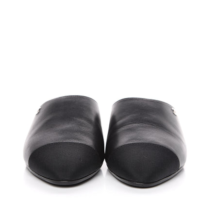 Chanel Lambskin Grosgrain Cap Toe CC Mules 36 Black 2 of 9