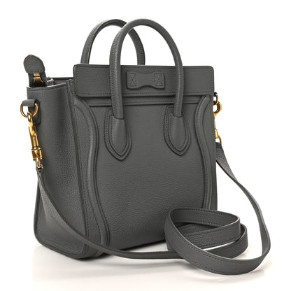 Celine Drummed Calfskin Nano Luggage Kohl 3 of 9