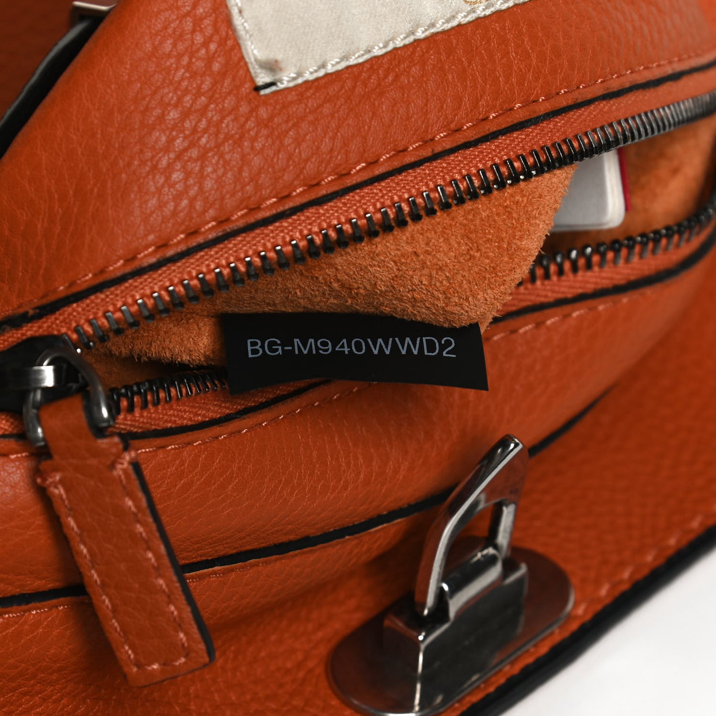 Pebbled Calfskin Small Guitar Strap Rockstud Rolling Flip-Lock Messenger Bag Orange