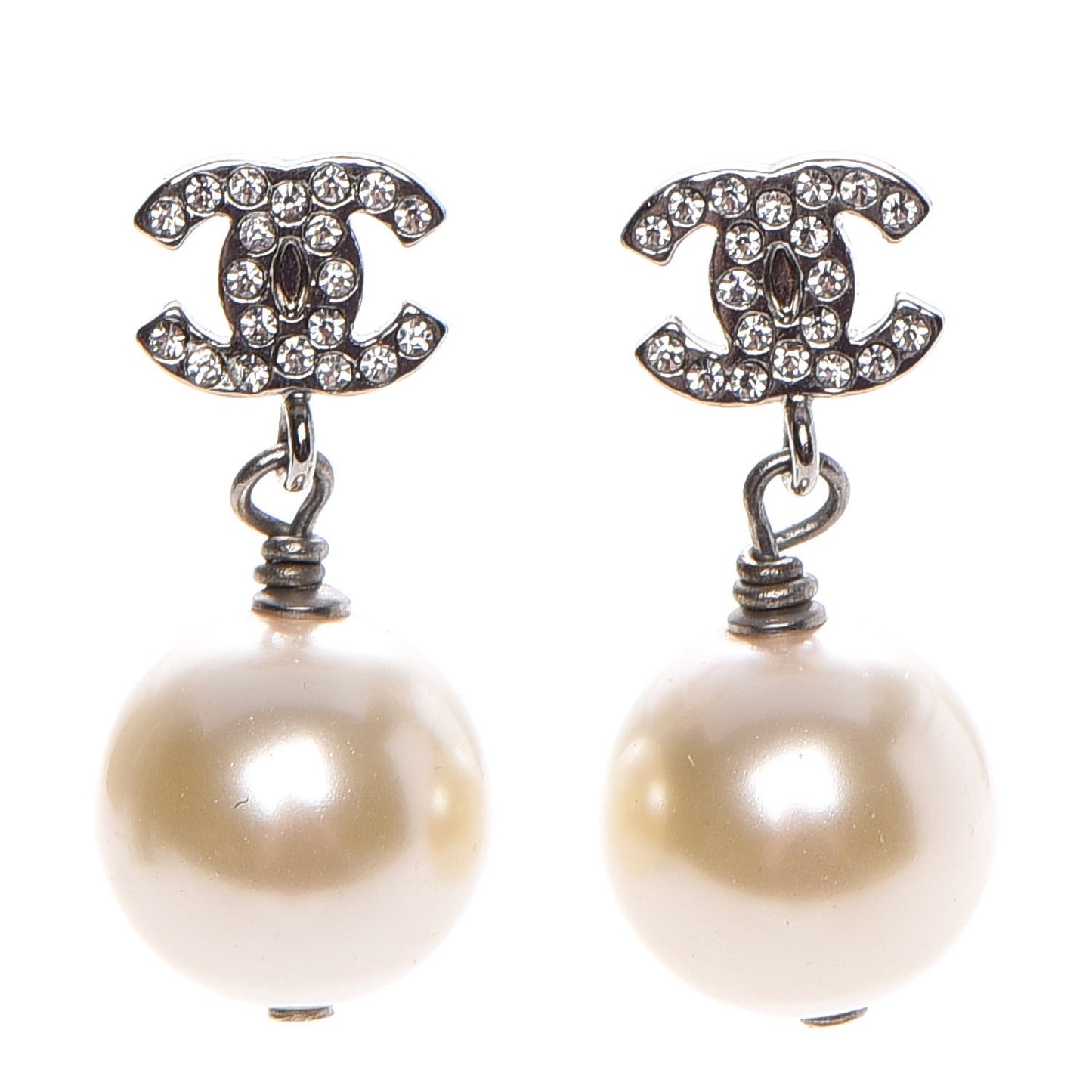 Crystal Pearl CC Drop Earrings