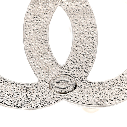 Chanel Pearl Crystal CC Mini Brooch Silver 4 of 5