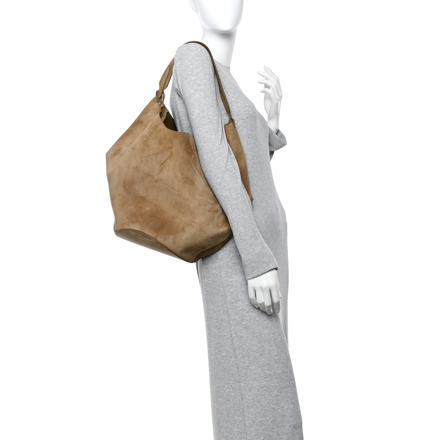 Khaite Suede Calfskin Medium Lotus Tote Mud 2 of 10