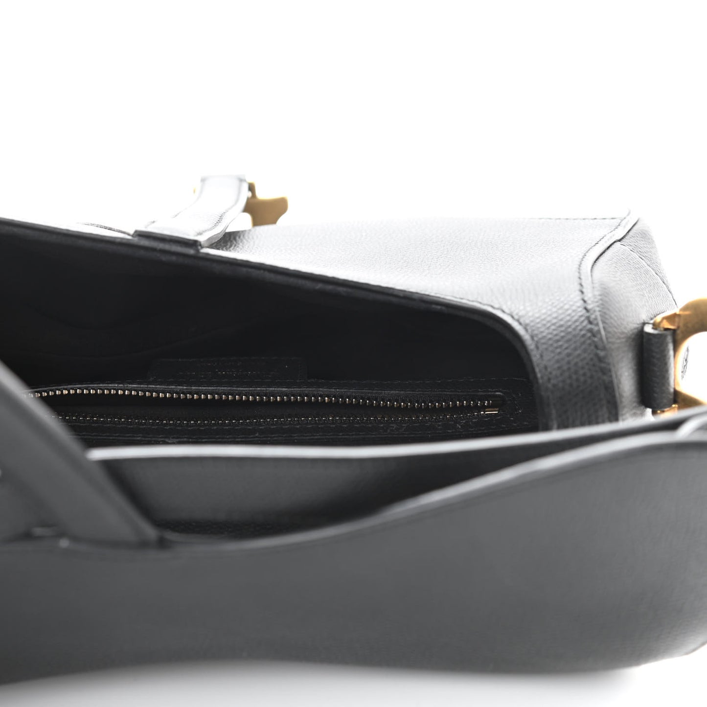 Grained Calfskin Saddle Bag Black