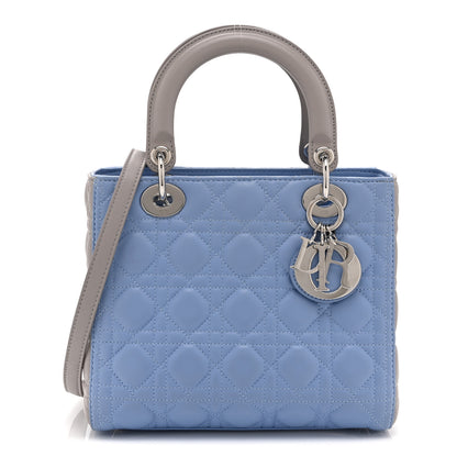 Christian Dior Lambskin Cannage Medium Bi-Color Lady Dior Blue Gray 1 of 10