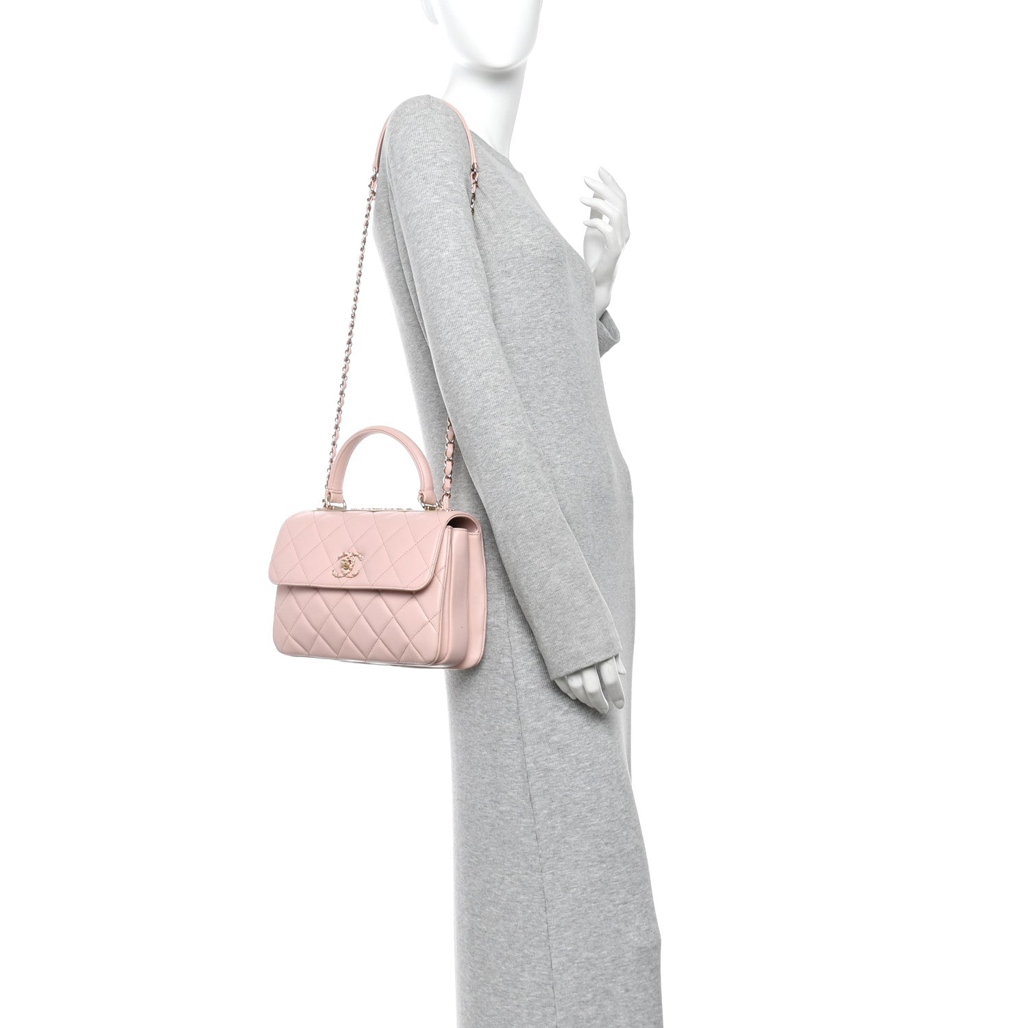 Chanel Lambskin Quilted Small Trendy CC Dual Handle Flap Bag Light Beige Light Pink 2 of 14