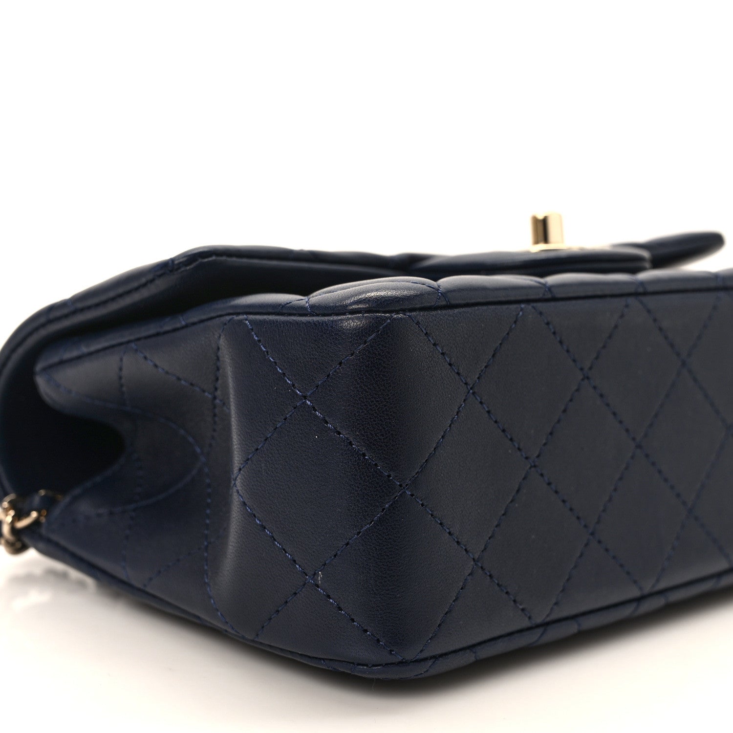 Chanel Lambskin Quilted Mini Top Handle Rectangular Flap Navy Blue 9 of 13