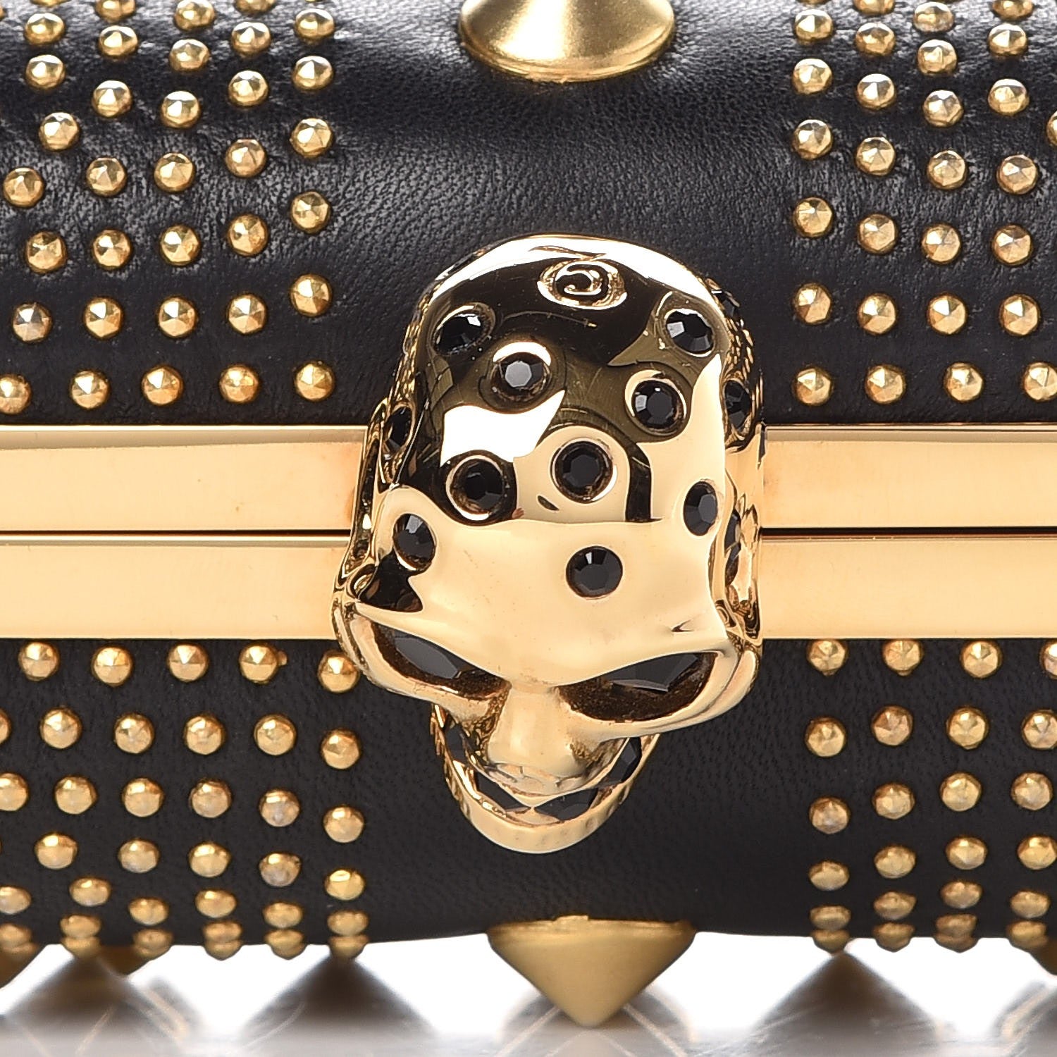Alexander McQueen Calfskin Studded Britannia Skull Box Clutch Black 8 of 8