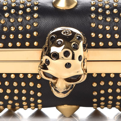 Alexander McQueen Calfskin Studded Britannia Skull Box Clutch Black 8 of 8