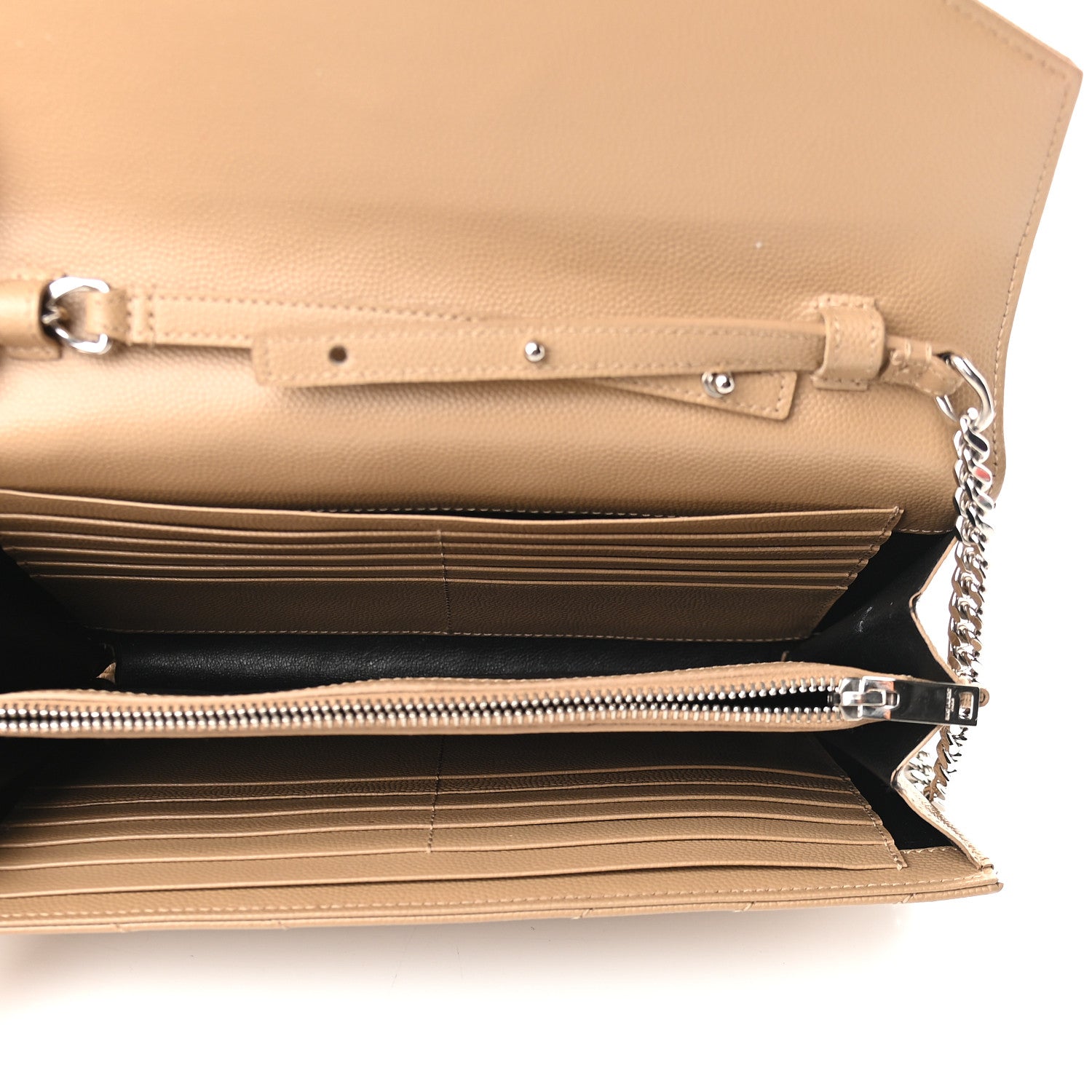 Saint Laurent Grain De Poudre Matelasse Chevron Monogram Chain Wallet Nude Powder 5 of 11