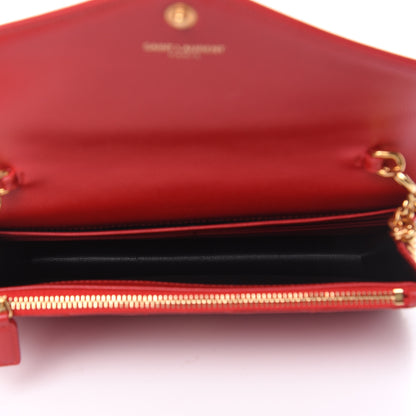 Saint Laurent Grain De Poudre Matelasse Chevron Monogram Envelope Chain Wallet New Red 5 of 10
