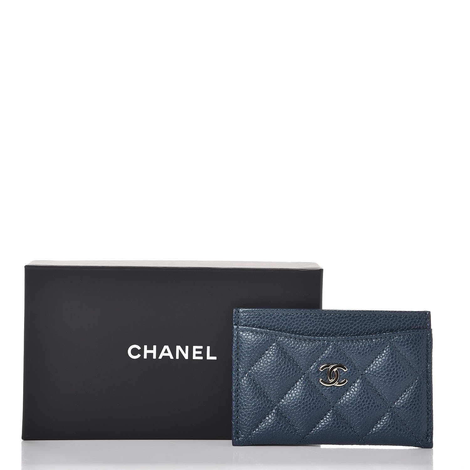 Chanel Iridescent Caviar Quilted Card Holder Dark Blue 9 of 9