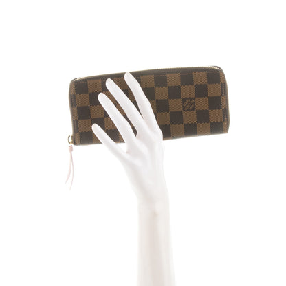 Louis Vuitton Damier Ebene Clemence Wallet Rose Ballerine 2 of 7
