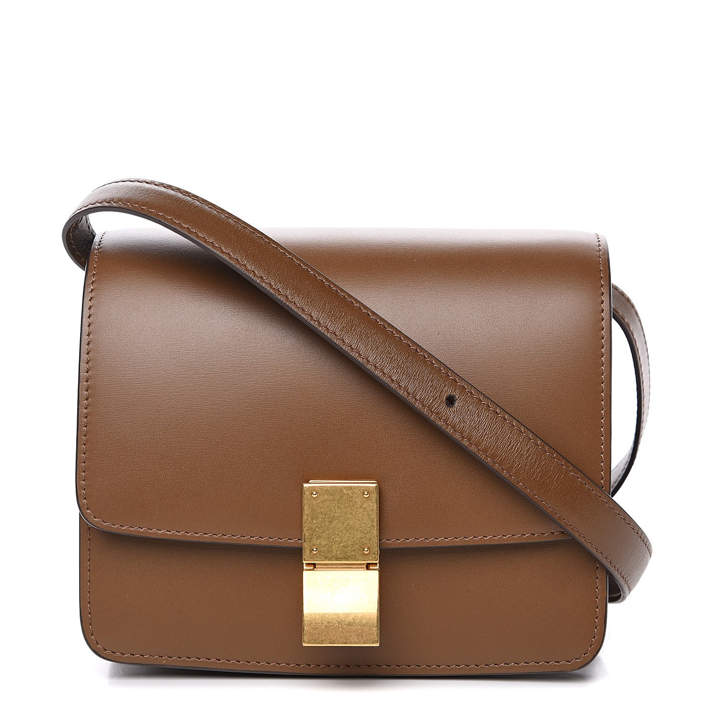 Smooth Calfskin Small Classic Box Flap Bag Camel