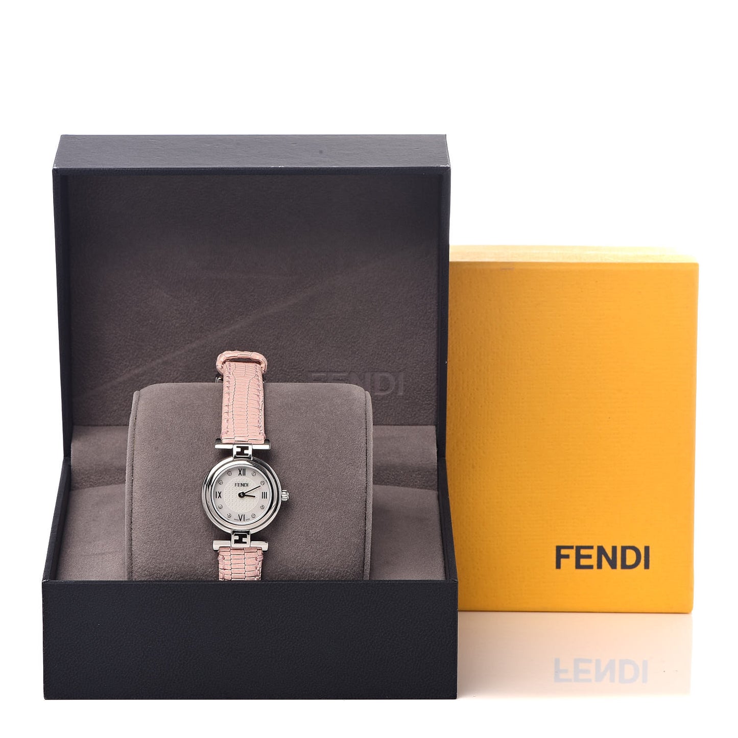 Stainless Steel Calfskin Diamond Pink Mother of Pearl 23mm Moda Quartz Watch