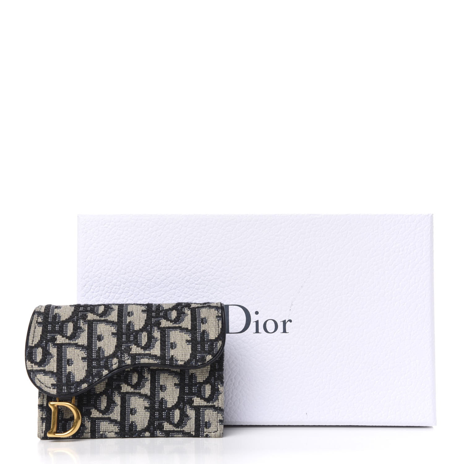 Christian Dior Oblique Saddle Card Holder Blue 7 of 7