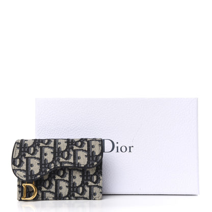 Christian Dior Oblique Saddle Card Holder Blue 7 of 7