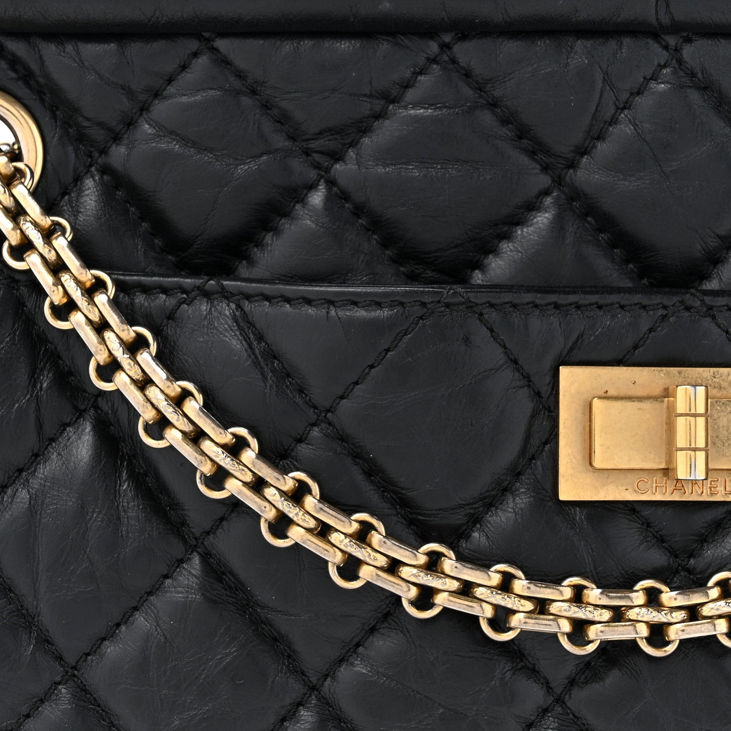 Chanel Aged Calfskin Quilted Medium Reissue Camera Case Black 7 of 9