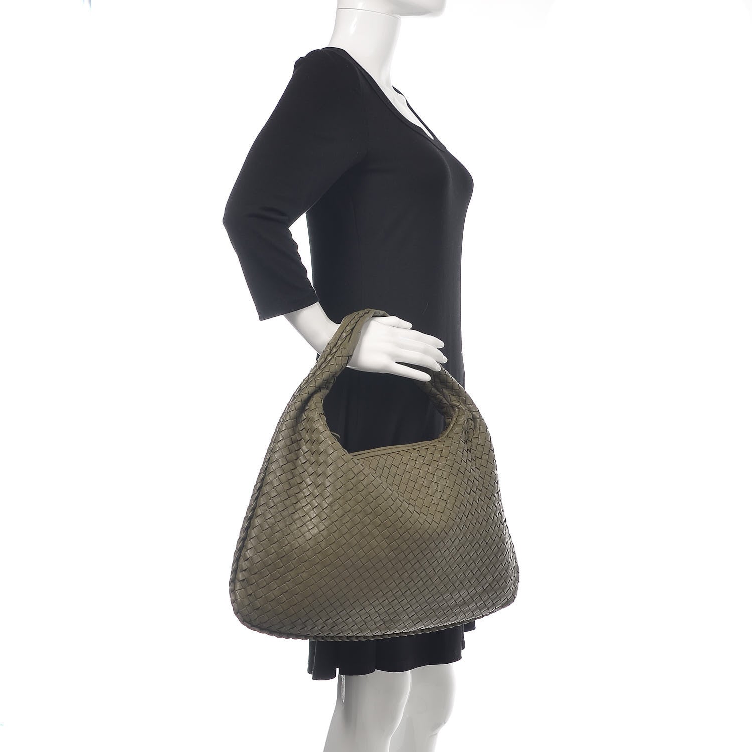 Bottega Veneta Nappa Intrecciato Large Veneta Hobo Kaki Fondente 2 of 10