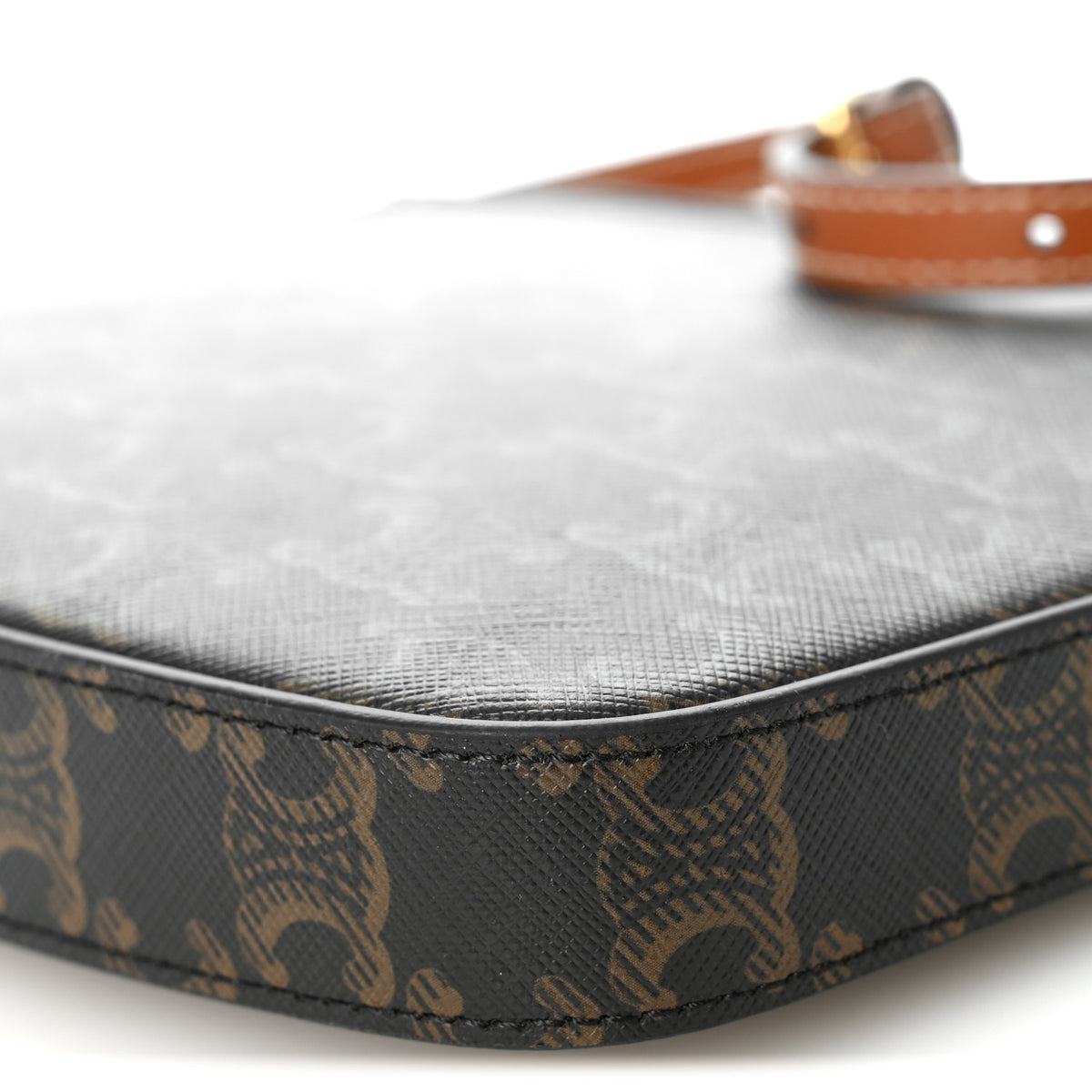 Triomphe Canvas Calfskin Medium Croque Bag Tan