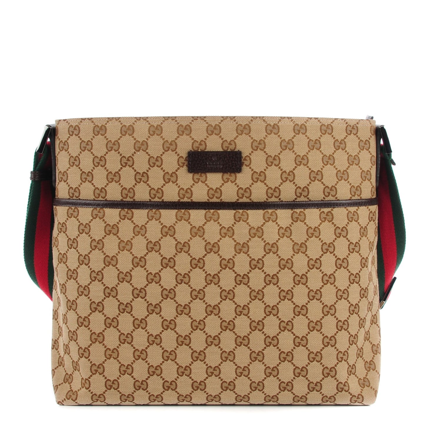 Monogram Web Medium Flat Messenger Bag Dark Brown
