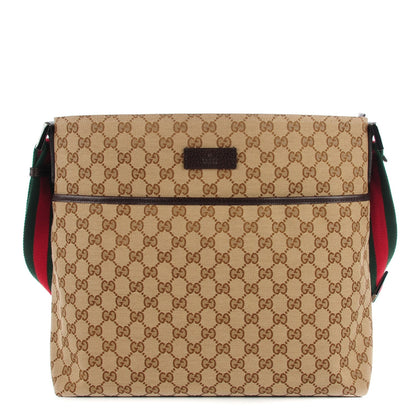 Gucci Monogram Web Medium Flat Messenger Bag Dark Brown 1 of 7