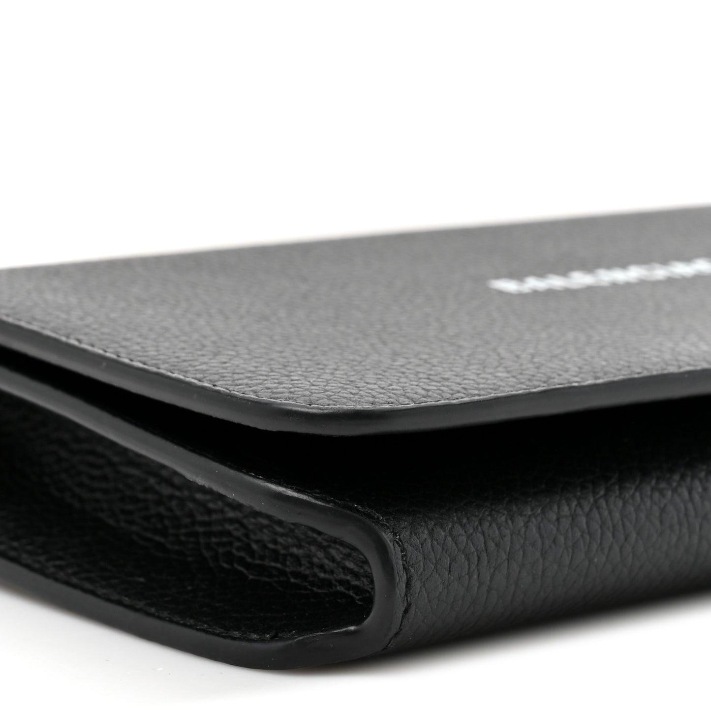 Grained Calfskin Logo Cash Phone Holder Wallet On Chain Black White