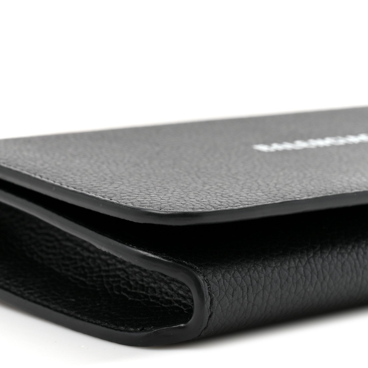 Balenciaga Grained Calfskin Logo Cash Phone Holder Wallet On Chain Black White 11 of 12