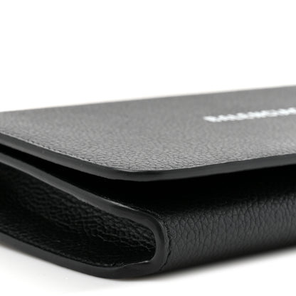 Balenciaga Grained Calfskin Logo Cash Phone Holder Wallet On Chain Black White 11 of 12
