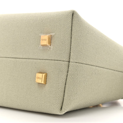 Fendi Canvas Vitello King Plexiglass Logo Embroidered Mini By The Way Top Handle Boston Bag Green Tea 9 of 10