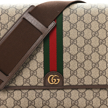 Gucci Tender GG Supreme Monogram Textured Dollar Calfskin Ophidia Messenger Bag Beige Ebony Dark Brown 8 of 10