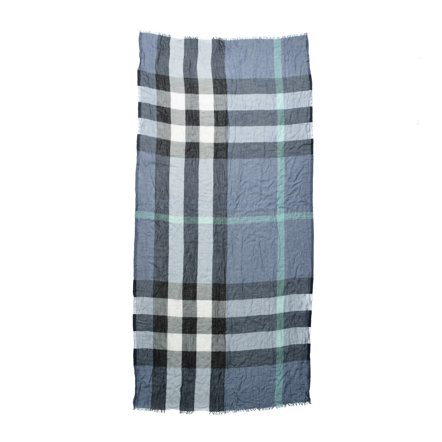 Burberry Modal Cashmere Silk Classic Check Scarf Blue Multicolor 2 of 4