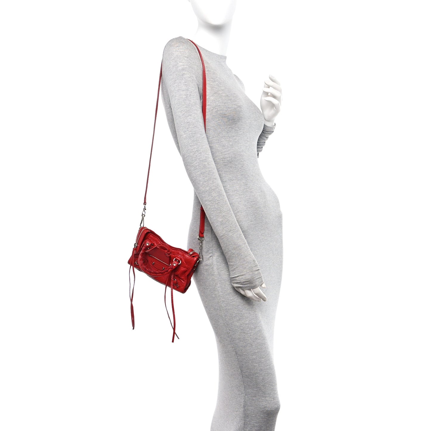 Agneau Classic Silver Hardware Nano City Rouge Groseille