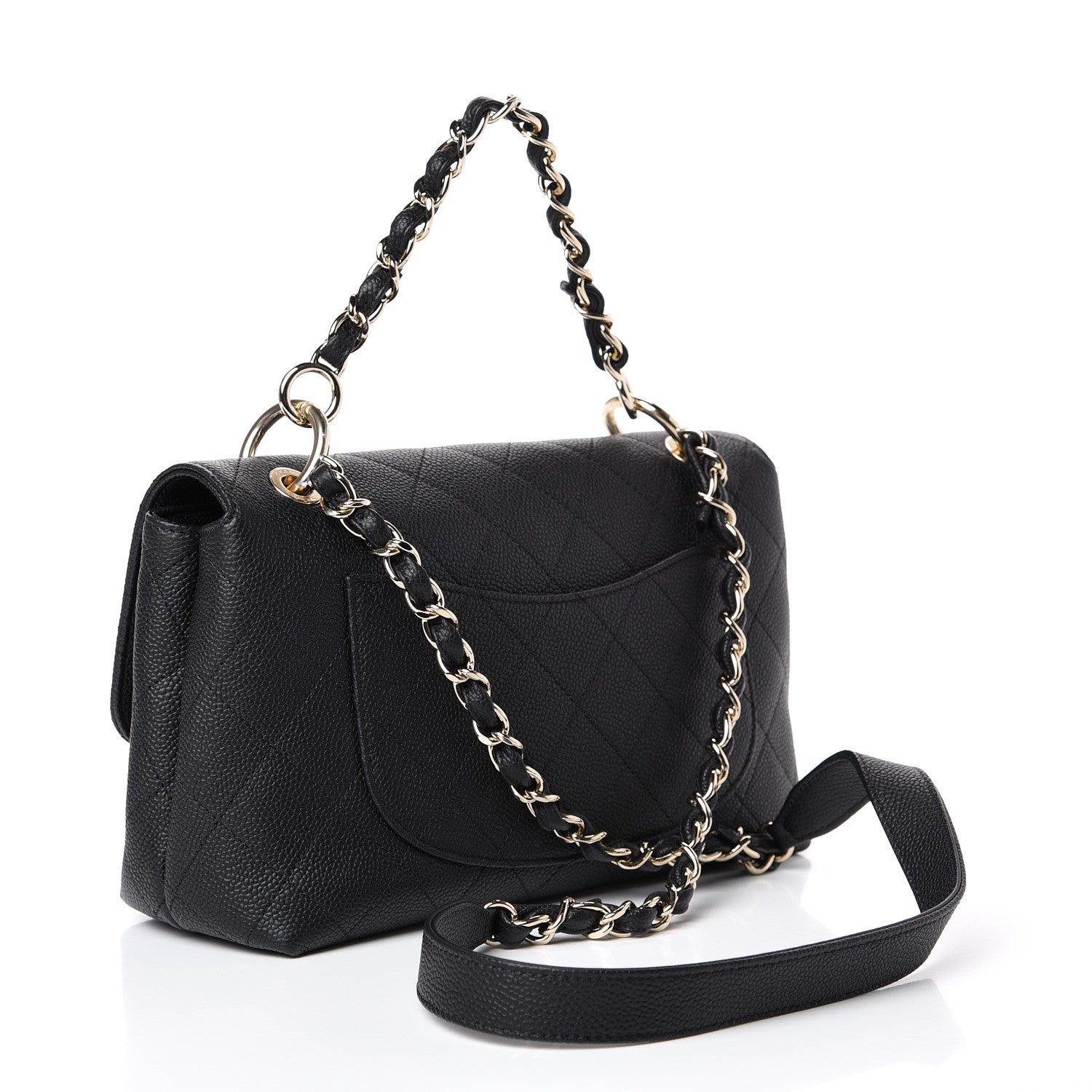 Chanel Grained Calfskin Stitched Medium Flap Black 2 of 9