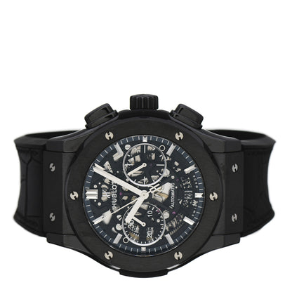 Hublot Titanium Ceramic Alligator 45mm Classic Fusion Aerofusion Chronograph Automatic Watch Black 525.CM.0170.RX 2 of 7