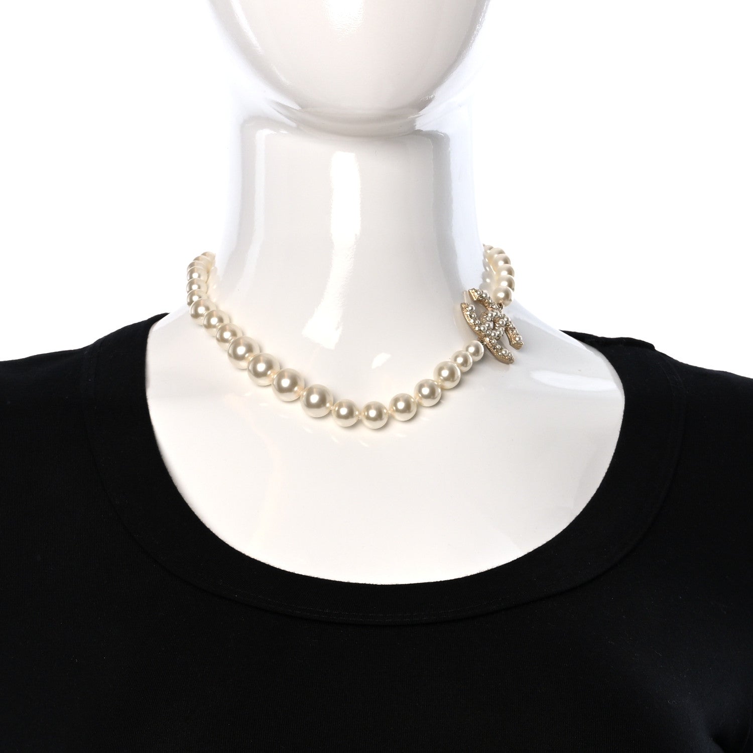 Chanel Pearl CC 100th Anniversary Necklace Light Gold 3 of 7