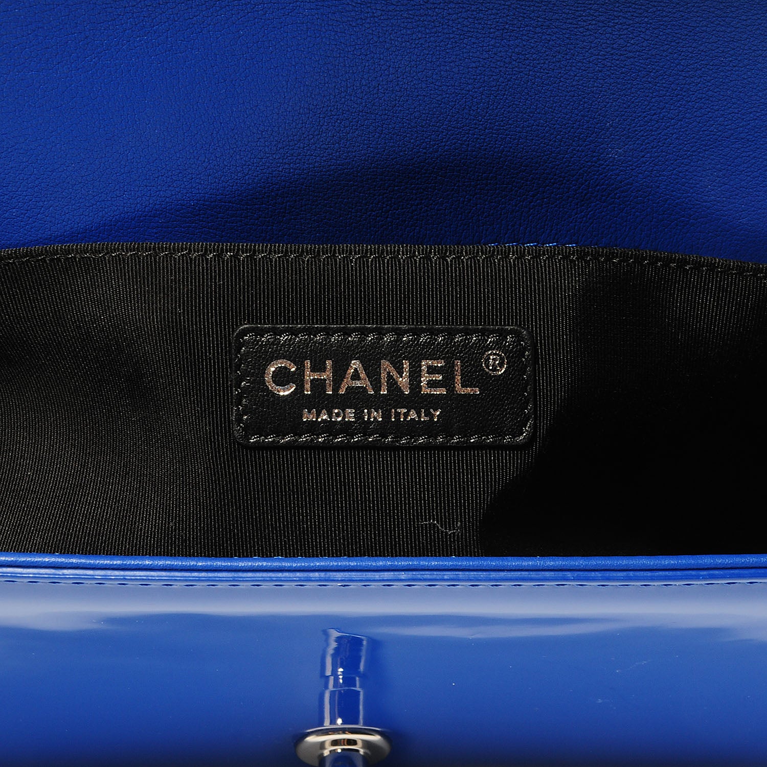 Chanel Patent Leather Medium Boy Flap Plexiglass Blue 5 of 7