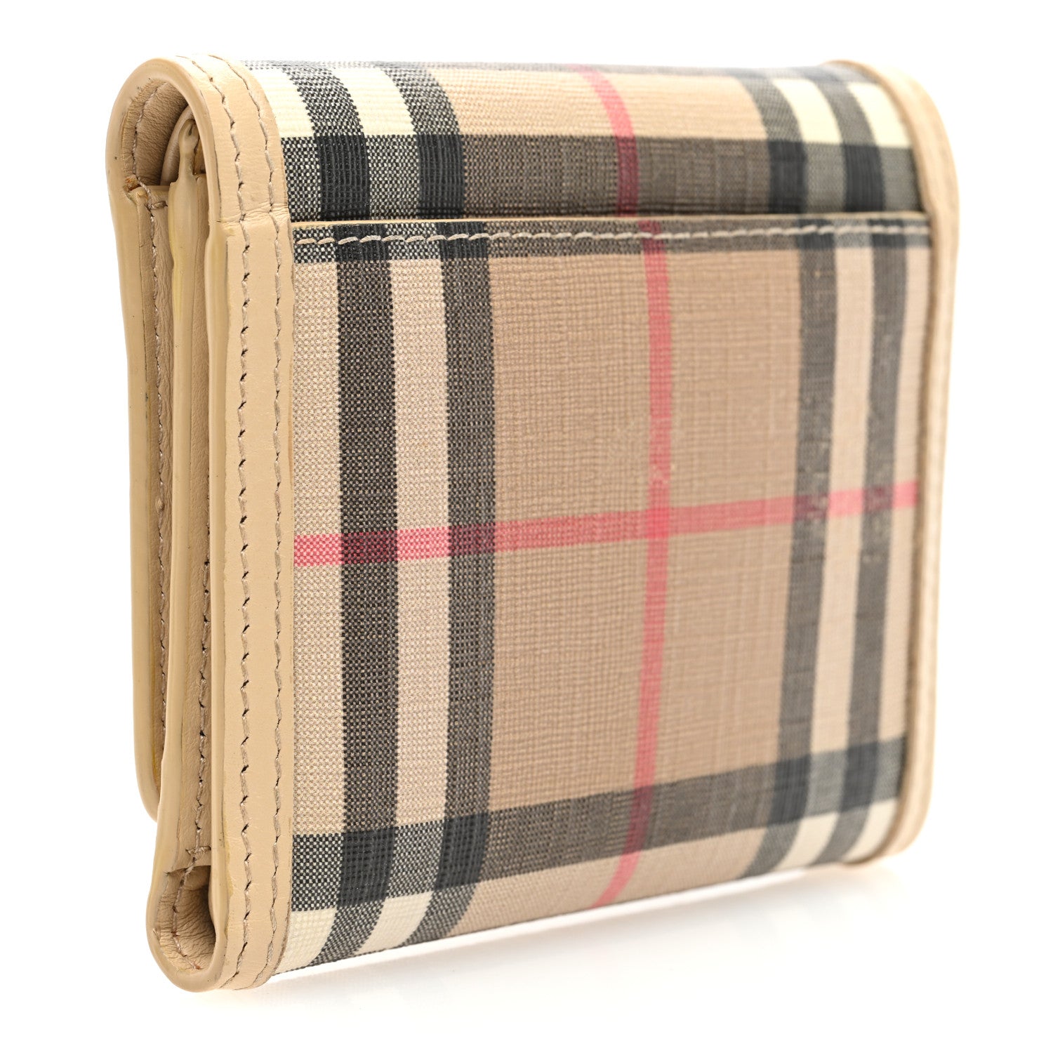Burberry E-Canvas House Check Tri-Fold Wallet Beige 3 of 6
