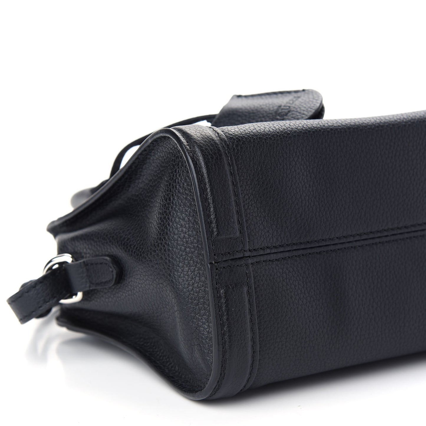 Pebbled Calfskin Mini Padlock Tote Black