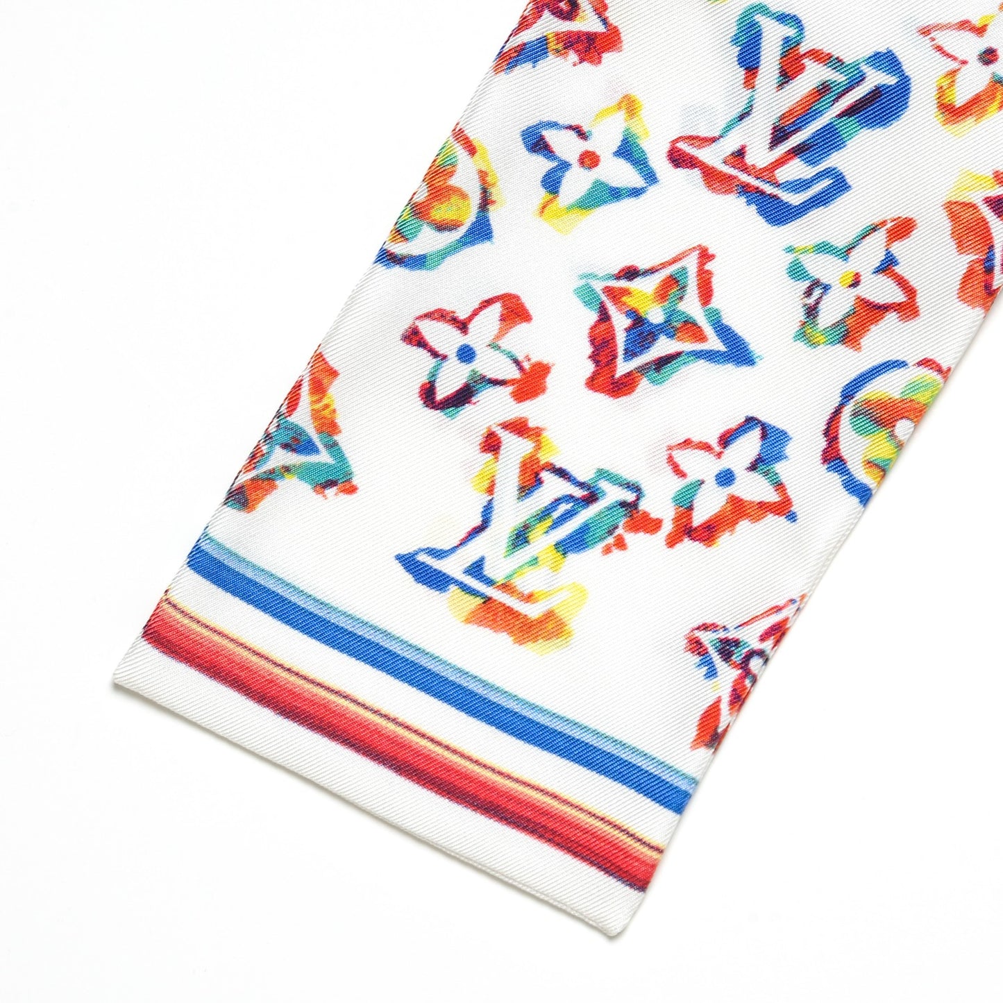 Silk Monogram Rainbow Bandeau White