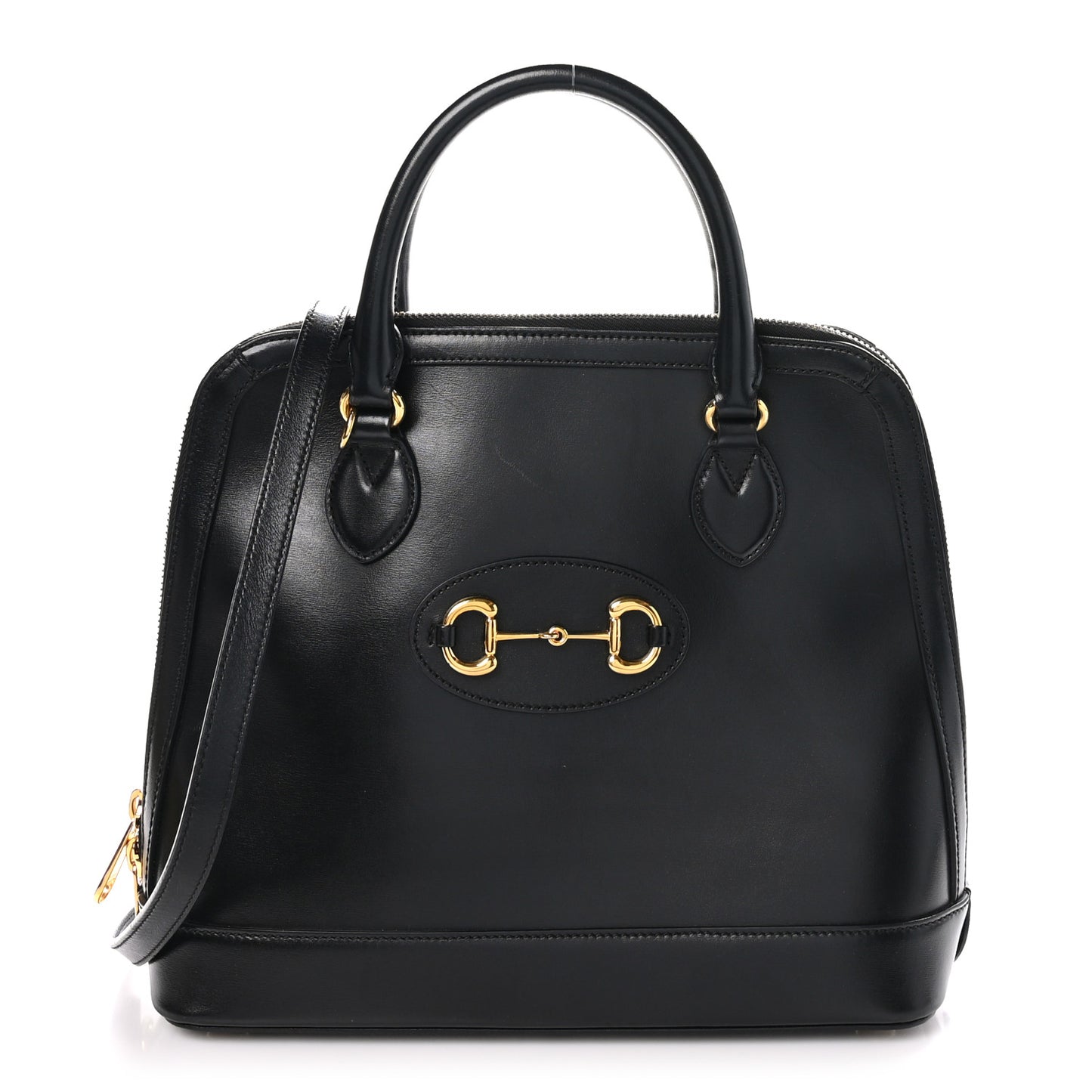 Boarded Plutone Calfskin Horsebit 1955 Top Handle Bag Black