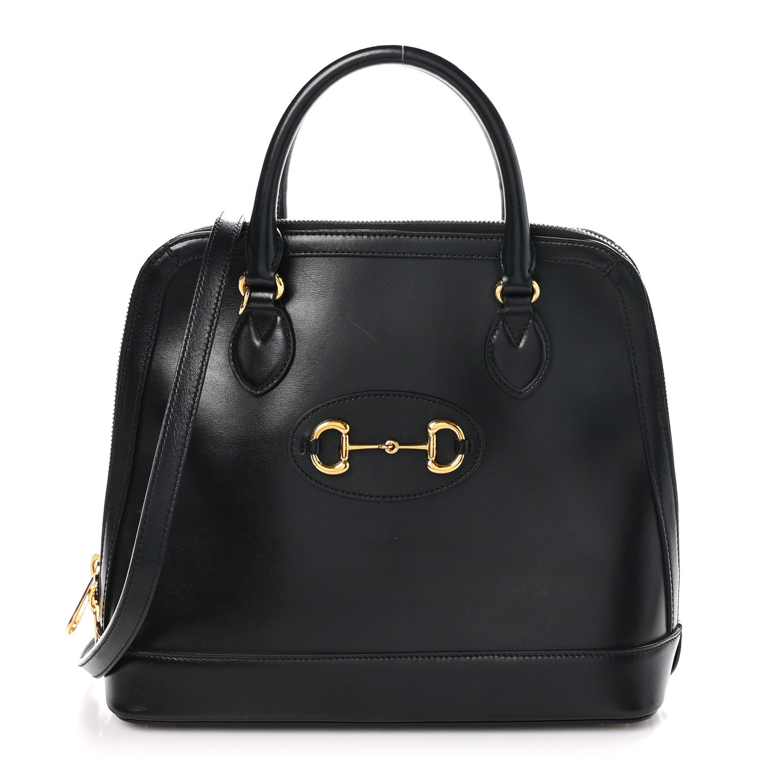Gucci Boarded Plutone Calfskin Horsebit 1955 Top Handle Bag Black 1 of 11
