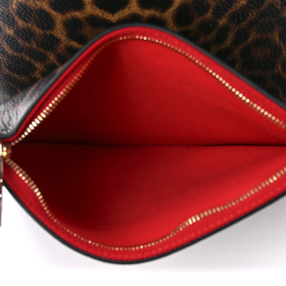 Christian Louboutin Calfskin Leopard Print Spikes East West Cabata Tote Brown 6 of 11
