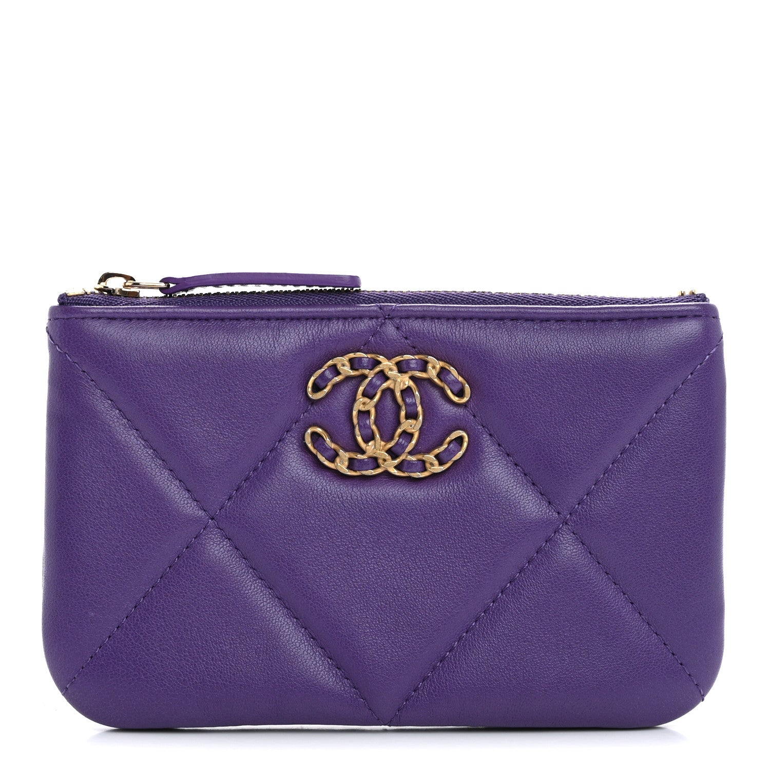 Chanel Lambskin Quilted Chanel 19 Mini Pouch Purple 1 of 7