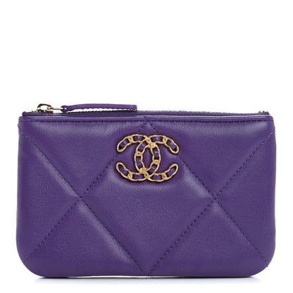 Chanel Lambskin Quilted Chanel 19 Mini Pouch Purple 1 of 7