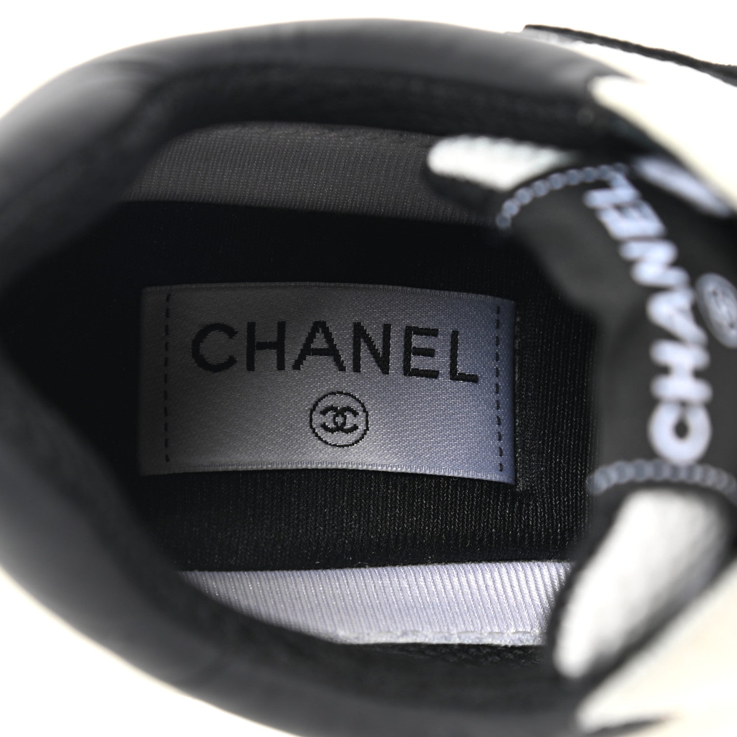 Chanel Mesh Suede Calfskin Grained Calfskin Womens CC Sneakers 39 White Black 6 of 13